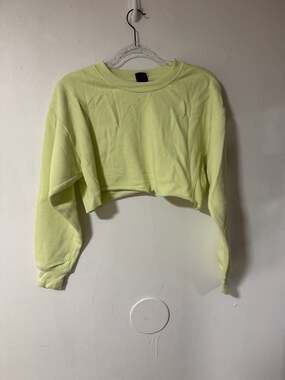 PAC 1980 Raw Cut Cropped Crew Neck Sweatshirt Lime Green Size Small